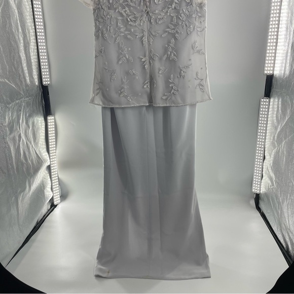 Bob Mackie Light Grey 3- piece Mother of Bride/ Groom dress with Jacket Size 10 - Picture 7 of 15